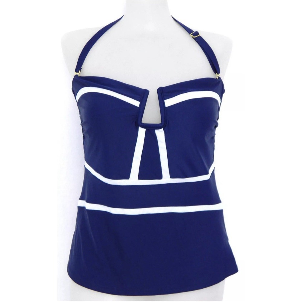 NWT Island Escape Swimsuit Tankini Top Size 6 Antigua Bandini Navy‎ Resort Vacay